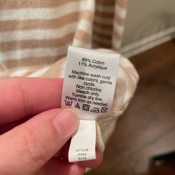 NWT J.Crew Factory women’s tie front long sleeve sweater SZ S tan white stripe - Picture 9 of 10